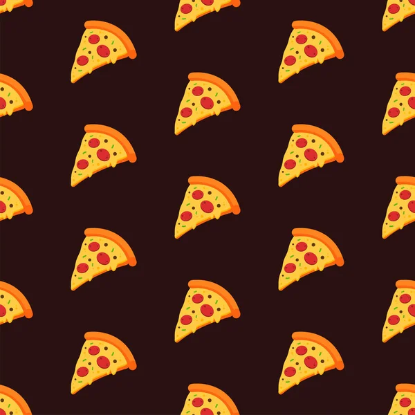 Salami Pepperoni Pizza Plak Naadloos Patroon Fast Food Icoon Achtergrond — Stockvector