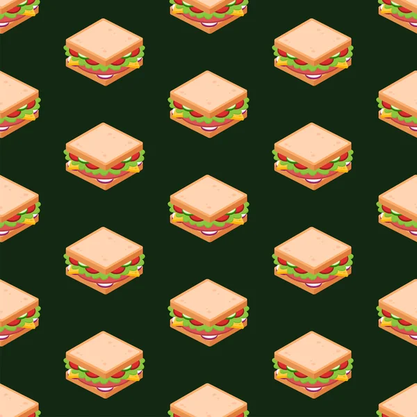 Delizioso Modello Sandwich Senza Soluzione Continuità Fast Food Icona Sfondo — Vettoriale Stock