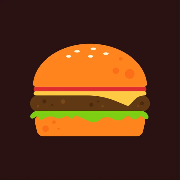 Ikona Cheeseburgeru Hamburger Houskou Rajčaty Salátem Sýrem Masem Nezdravé Jídlo — Stockový vektor