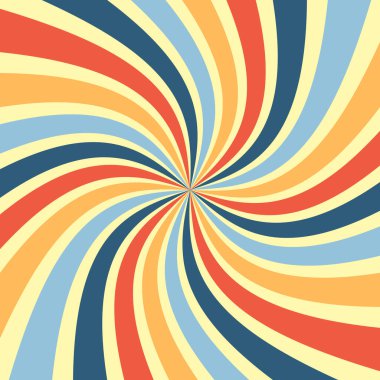 Soyut Spiral, Yıldız patlaması, ya da Günışığı Arkaplanı. Renkli Retro Stili Çizgili Arkaplan. 70 'lerin Vintage Sanatı. Banner veya Poster Tasarımı Konsepti için Grafik Şablonu. Boş Vektör Duvar Kağıdı ResmiComment.
