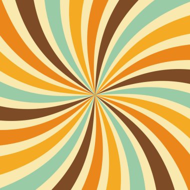 Soyut Spiral, Yıldız patlaması, ya da Günışığı Arkaplanı. Renkli Retro Stili Çizgili Arkaplan. 70 'lerin Vintage Sanatı. Banner veya Poster Tasarımı Konsepti için Grafik Şablonu. Boş Vektör Duvar Kağıdı ResmiComment.
