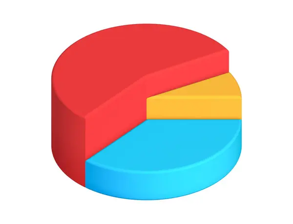 Isometric pie chart diagram. 3d element icon illustration. Business graph, data analysis, finance, market share, statistics report, information presentation, or infographic concept. Cartoon style.