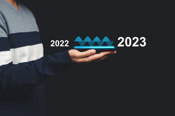 Odliczanie 2023 Roku Wirtualny Pasek Pobierania Paskiem Postępu Sylwestra Zmiany — Zdjęcie stockowe