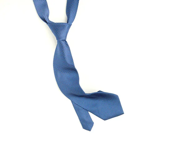 Composition Fête Des Pères Cravate Bleue Sur Fond Blanc Vue — Photo