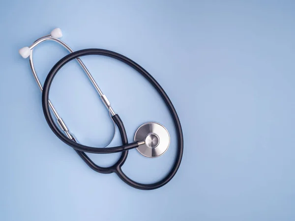 Stethoscope Laid Isolated Light Blue Background Close Photo Top View Stock Photo