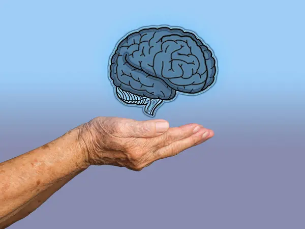 stock image Dementia in senior people. Memory loss. Awareness of Alzheimer's, Parkinson's disease, stroke, seizure, or mental health. Neurology and Psychology care. Science and medicine concept