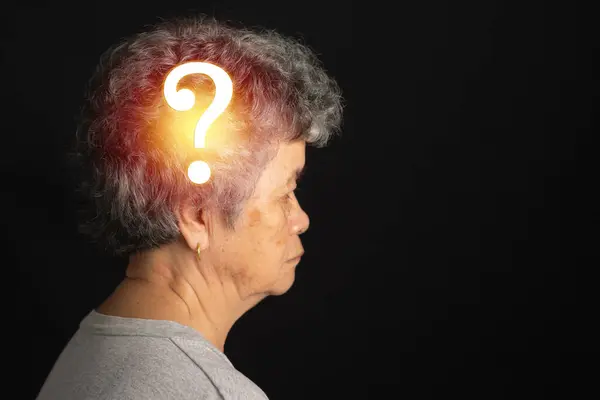 stock image Dementia in senior people. Memory loss. Awareness of Alzheimer's, Parkinson's disease, stroke, seizure, or mental health. Neurology and Psychology care. Science and medicine concept.