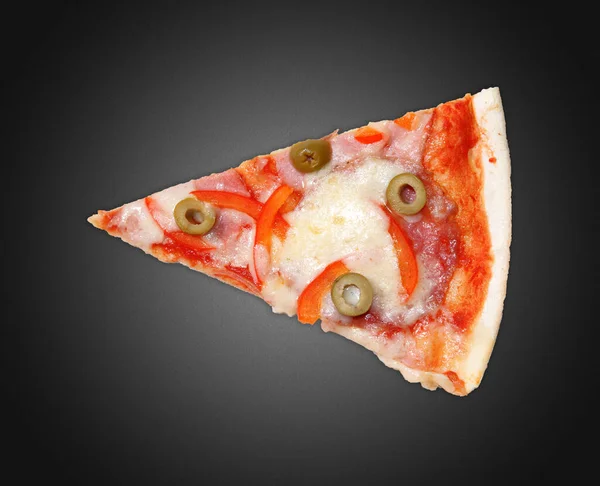 Lahodná Pizza Tmavém Pozadí Close — Stock fotografie