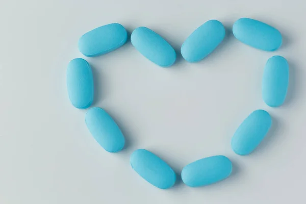 Blue Tablets Light Background Vitamins Medicines — Stock Photo, Image