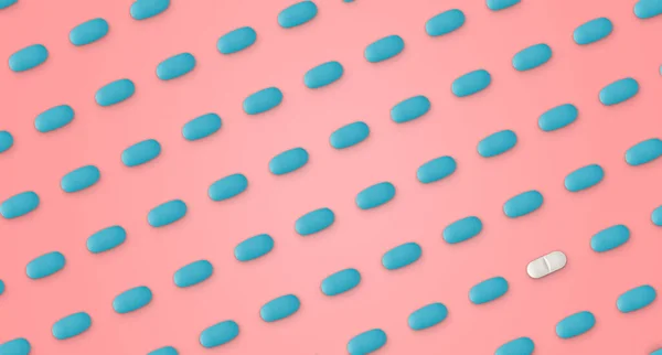 薄いピンクの背景に丸薬のパターンがあります 薄いピンクの背景に多くの丸薬 — ストック写真