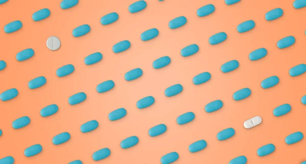 Pirulák Mintázata Pasztell Narancssárga Háttérrel Sok Tablettát Egy Pasztell Narancs — Stock Fotó