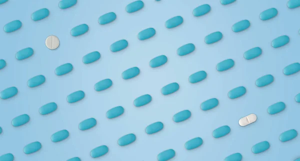 Pattern Pills Blue Background Many Pills Blue Background — Stock Photo, Image