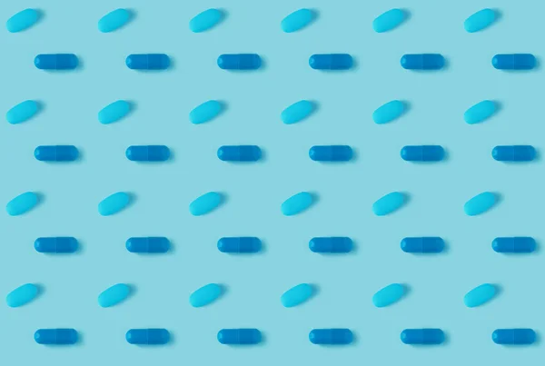 Wzór Tabletek Niebieskim Tle Wiele Tabletek Niebieskim Tle — Zdjęcie stockowe