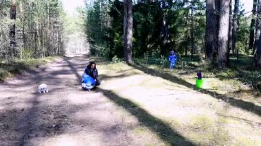 Bir aile ormanda sakin bir günün tadını çıkarır, doğayla iç içe. Çocuklar yakınlarda oynarken bir köpek yavrusu güneşin ve uzun ağaçların altındaki bölgeyi keşfediyor..