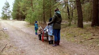 Huzurlu bir orman ortamında, bir anne, çocukları bir aile köpeğiyle doğayı keşfederken bir arabaya rehberlik eder. Güneş ağaçların arasından parlıyor, sıcak bir atmosfer yaratıyor..
