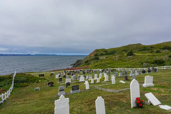 加拿大纽芬兰省Twillingate Twillingate坟场 俯瞰着Dumpling湾 — 图库照片