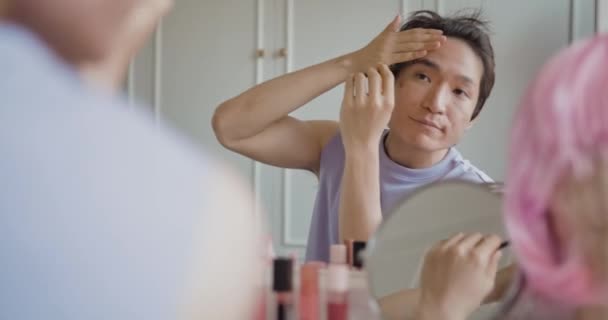 Gay Queer Man Non Binary Beauty Blogger Makeup Artist Home — Video