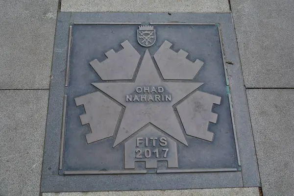 stock image Grand Prix in the Walk of Fame! Professional racing driver Hideki Noda has his own star at the Sibiu Walk of Fame in Romania