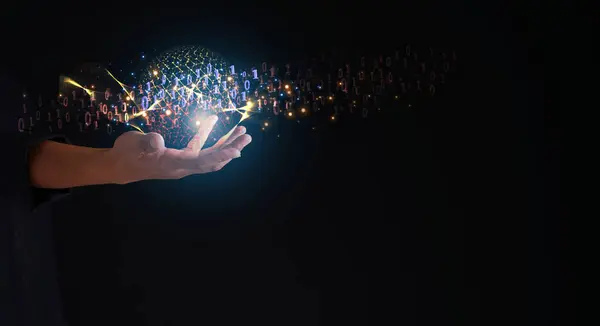 Sıfır Bir geliştiricilerin elinde ikili ağ oluşturma ve altta yatan kriptografi kavramlarının küresel bir temsili. Kopyalama alanı ile bilgisayar sistemi sorunlarını çözme kavramları