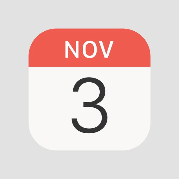 背景には11月3日のアイコンが描かれている カレンダーのシンボルは ウェブサイトのデザイン モバイルアプリ Uiのための現代的 シンプルでベクトル アイコン ベクターイラスト — ストックベクタ