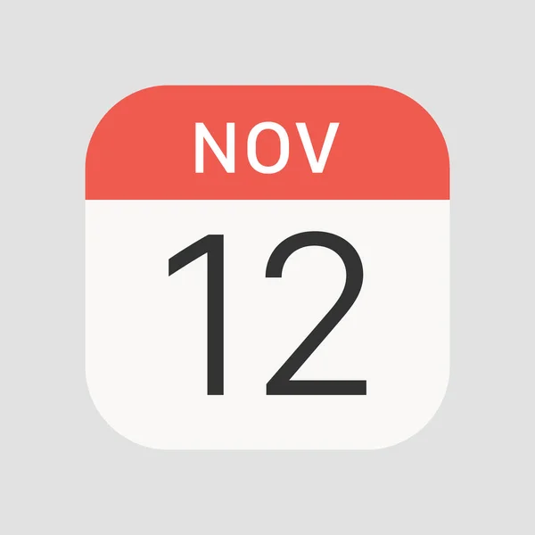 Εικονίδιο Της 12Ης Νοεμβρίου Απομονώθηκε Στο Παρασκήνιο Ημερολόγιο Σύμβολο Σύγχρονο — Διανυσματικό Αρχείο