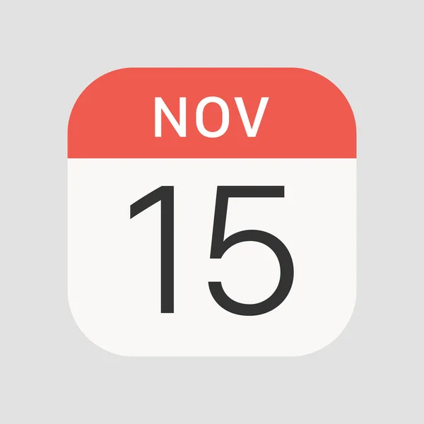 Εικονίδιο Της 15Ης Νοεμβρίου Απομονώθηκε Στο Παρασκήνιο Ημερολόγιο Σύμβολο Σύγχρονο — Διανυσματικό Αρχείο