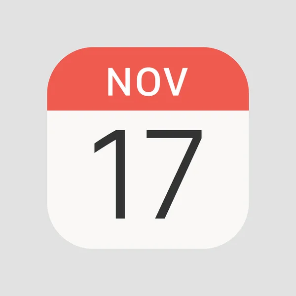 Εικονίδιο Της 17Ης Νοεμβρίου Απομονώνεται Στο Παρασκήνιο Ημερολόγιο Σύμβολο Σύγχρονο — Διανυσματικό Αρχείο
