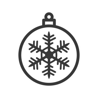 Beyaz arka planda izole edilmiş kar tanesi ikonu olan bir Noel balosu. Noel dekoru modern, basit, vektör, web sitesi tasarımı için simge, mobil uygulama, ui. Vektör İllüstrasyonu