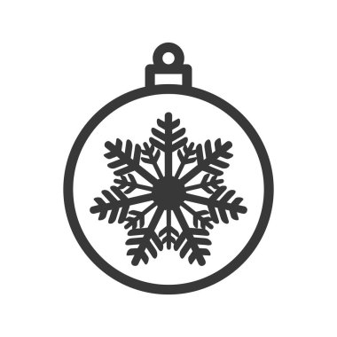 Beyaz arka planda izole edilmiş kar tanesi ikonu olan bir Noel balosu. Noel dekoru modern, basit, vektör, web sitesi tasarımı için simge, mobil uygulama, ui. Vektör İllüstrasyonu