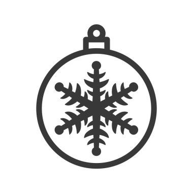 Beyaz arka planda izole edilmiş kar tanesi ikonu olan bir Noel balosu. Noel dekoru modern, basit, vektör, web sitesi tasarımı için simge, mobil uygulama, ui. Vektör İllüstrasyonu