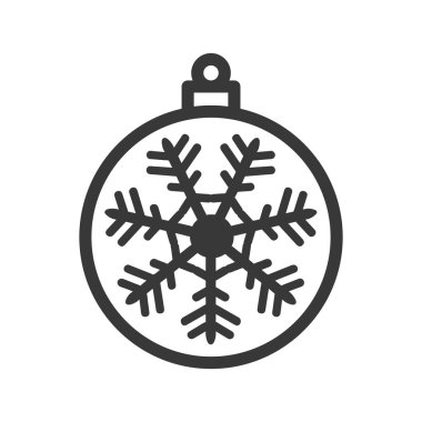 Beyaz arka planda izole edilmiş kar tanesi ikonu olan bir Noel balosu. Noel dekoru modern, basit, vektör, web sitesi tasarımı için simge, mobil uygulama, ui. Vektör İllüstrasyonu