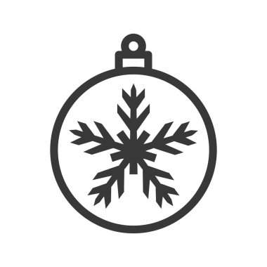 Beyaz arka planda izole edilmiş kar tanesi ikonu olan bir Noel balosu. Noel dekoru modern, basit, vektör, web sitesi tasarımı için simge, mobil uygulama, ui. Vektör İllüstrasyonu