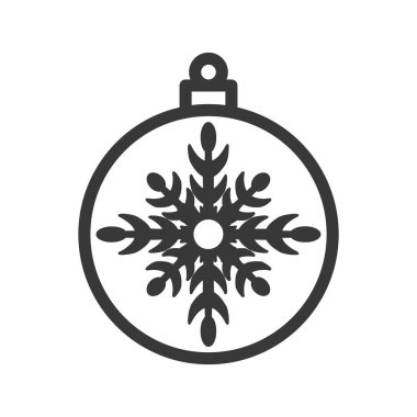 Beyaz arka planda izole edilmiş kar tanesi ikonu olan bir Noel balosu. Noel dekoru modern, basit, vektör, web sitesi tasarımı için simge, mobil uygulama, ui. Vektör İllüstrasyonu