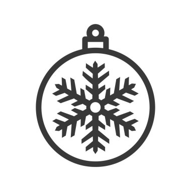 Beyaz arka planda izole edilmiş kar tanesi ikonu olan bir Noel balosu. Noel dekoru modern, basit, vektör, web sitesi tasarımı için simge, mobil uygulama, ui. Vektör İllüstrasyonu