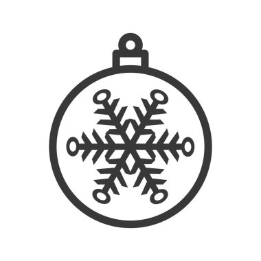 Beyaz arka planda izole edilmiş kar tanesi ikonu olan bir Noel balosu. Noel dekoru modern, basit, vektör, web sitesi tasarımı için simge, mobil uygulama, ui. Vektör İllüstrasyonu