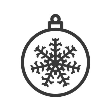 Beyaz arka planda izole edilmiş kar tanesi ikonu olan bir Noel balosu. Noel dekoru modern, basit, vektör, web sitesi tasarımı için simge, mobil uygulama, ui. Vektör İllüstrasyonu