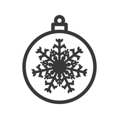 Beyaz arka planda izole edilmiş kar tanesi ikonu olan bir Noel balosu. Noel dekoru modern, basit, vektör, web sitesi tasarımı için simge, mobil uygulama, ui. Vektör İllüstrasyonu