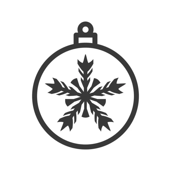 Palla Natale Con Icona Fiocco Neve Isolato Sfondo Bianco Decorazione — Vettoriale Stock