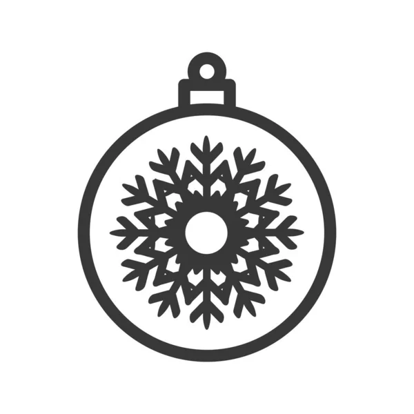 Jul Boll Med Snöflinga Ikon Isolerad Vit Bakgrund Julinredning Symbol — Stock vektor