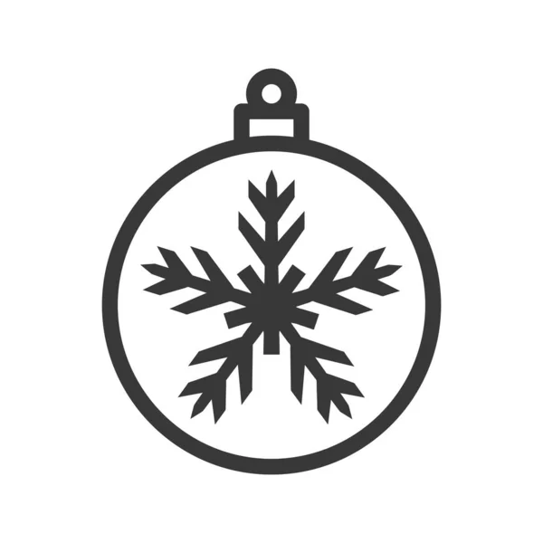 Palla Natale Con Icona Fiocco Neve Isolato Sfondo Bianco Decorazione — Vettoriale Stock