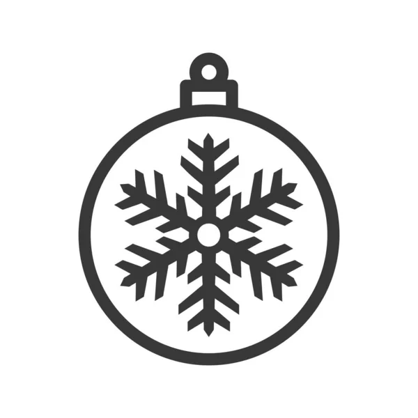 Jul Boll Med Snöflinga Ikon Isolerad Vit Bakgrund Julinredning Symbol — Stock vektor