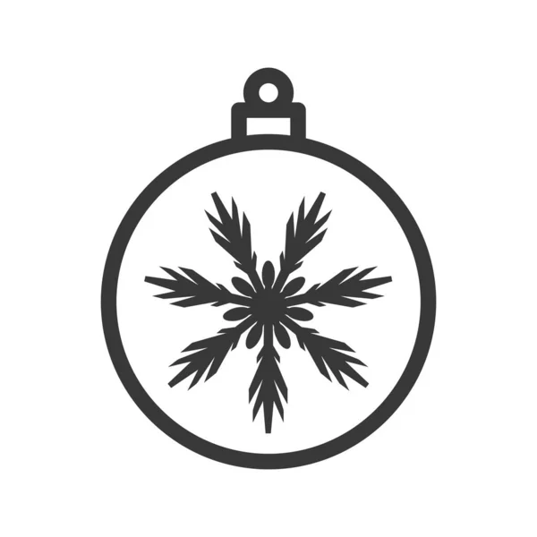 Χριστουγεννιάτικη Μπάλα Snowflake Εικονίδιο Απομονώνονται Λευκό Φόντο Χριστουγεννιάτικη Διακόσμηση Σύμβολο — Διανυσματικό Αρχείο
