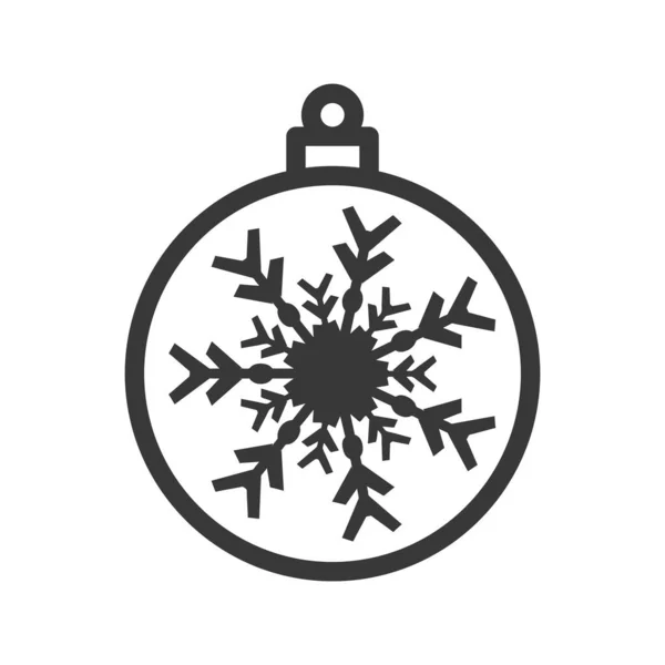 Рождественский Бал Снежинкой Белом Фоне Символ Новогоднего Оформления Современный Простой — стоковый вектор