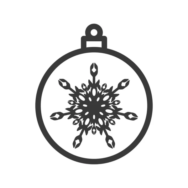 Boule Noël Avec Icône Flocon Neige Isolé Sur Fond Blanc — Image vectorielle