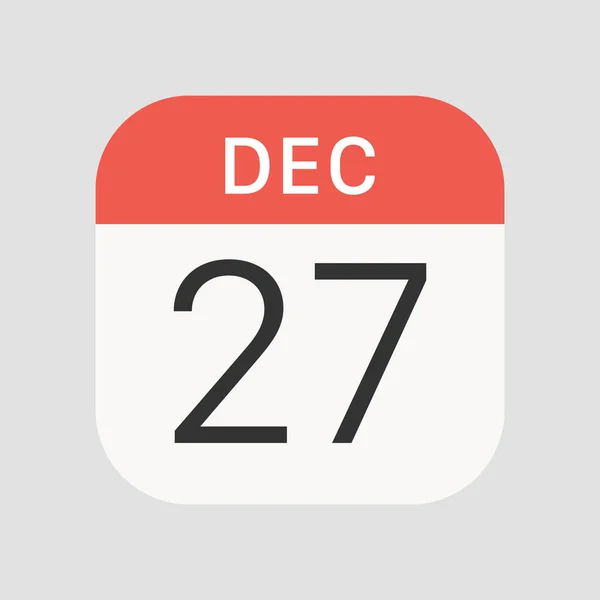 December Icoon Geïsoleerd Achtergrond Kalender Symbool Modern Eenvoudig Vector Pictogram — Stockvector