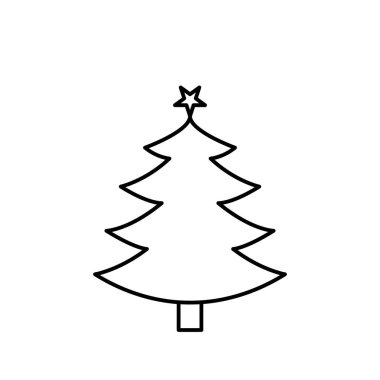 Beyaz arka planda izole edilmiş Noel ağacı simgesi. Noel süsleme sembolü modern, basit, vektör, web sitesi tasarımı için simge, mobil uygulama, ui. Vektör İllüstrasyonu
