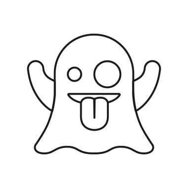 Beyaz arka planda hayalet simgesi izole edildi. Boo sembolü modern, basit, vektör, web sitesi tasarımı için simge, mobil uygulama, ui. Vektör İllüstrasyonu