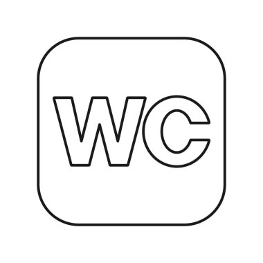 Beyaz arkaplanda WC simgesi izole edildi. Banyo sembolü modern, basit, vektör, web sitesi tasarımı için simge, mobil uygulama, ui. Vektör İllüstrasyonu