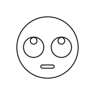 Beyaz arka planda izole edilmiş yuvarlak gözlü emoji simgesi. Yuvarlanan göz simgesi modern, basit, vektör, web sitesi tasarımı için simge, mobil uygulama, ui. Vektör İllüstrasyonu