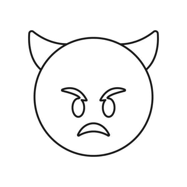 Rozzlobený Obličej Ikonou Rohů Izolované Bílém Pozadí Goblin Symbol Moderní — Stockový vektor
